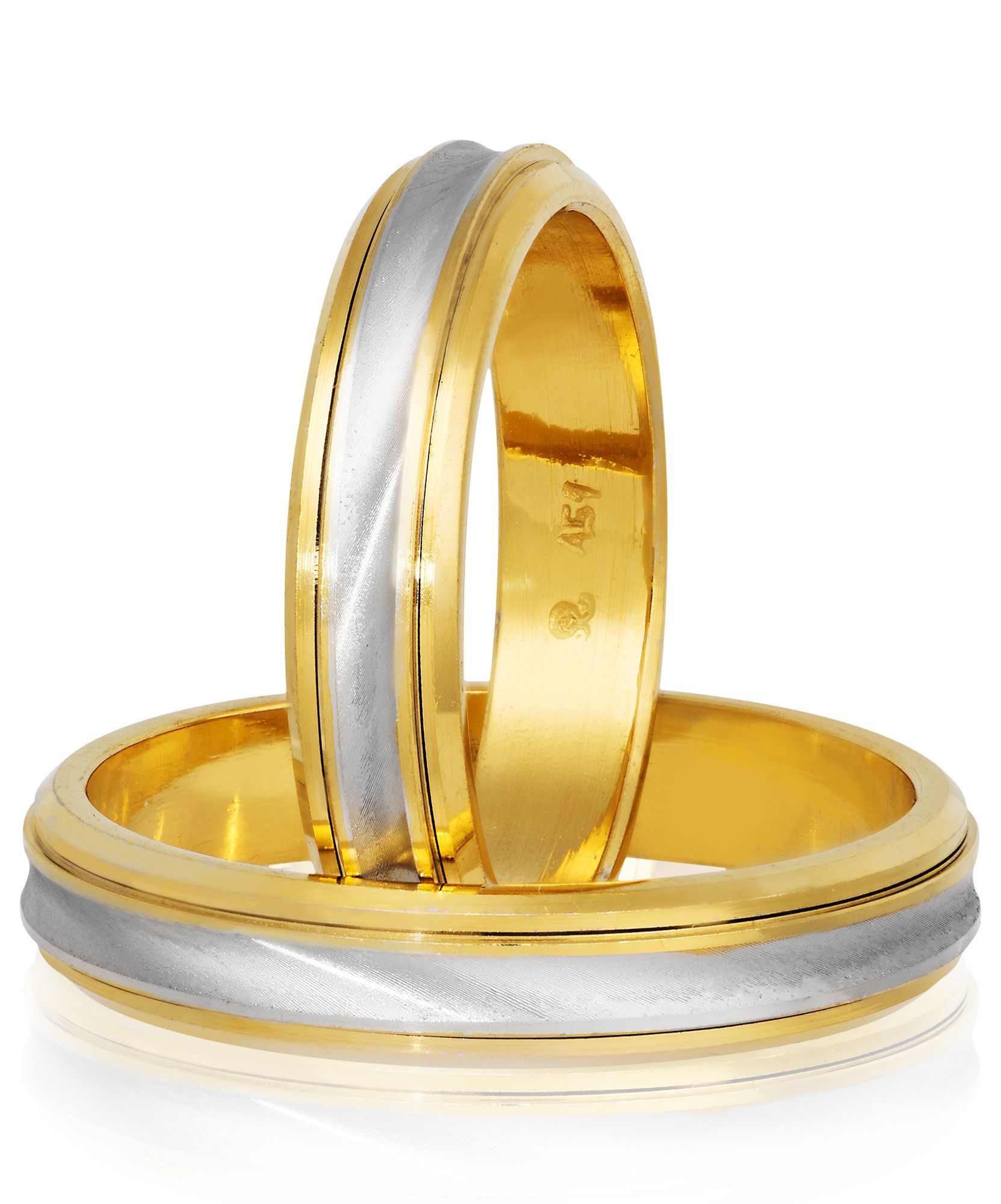 White gold & gold wedding rings 4.6mm (code S78)